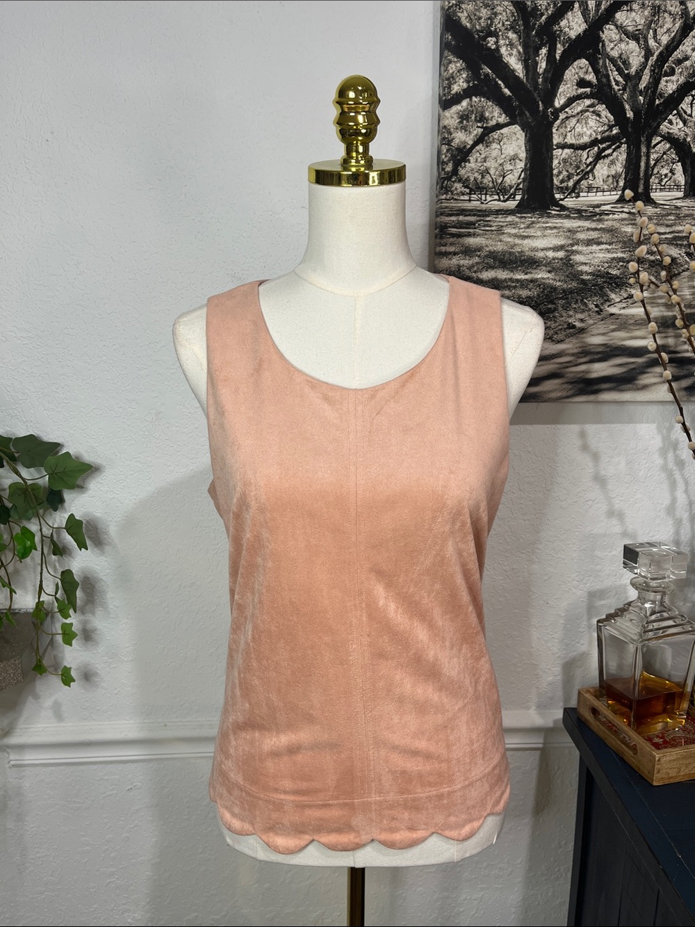 Monteau Soft Blush Suede-like material Large scalloped